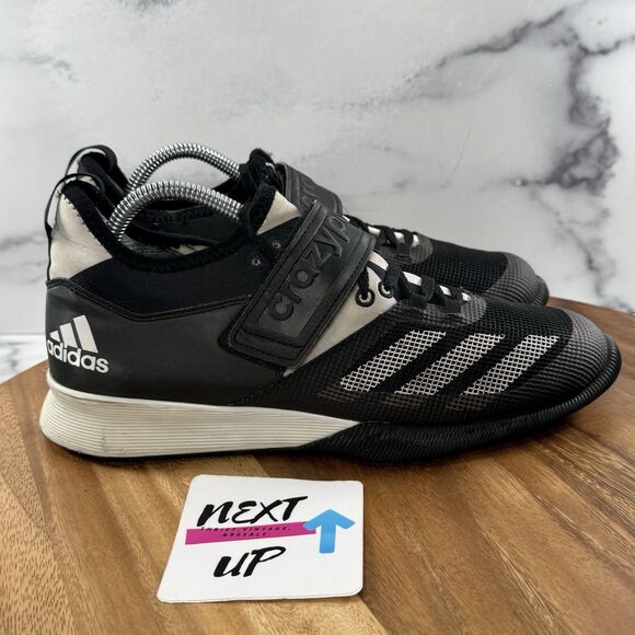 Mens size 8.5-Adidas Crazy Power Black White Weightlifting Power Lifting Shoes - Picture 3 of 9
